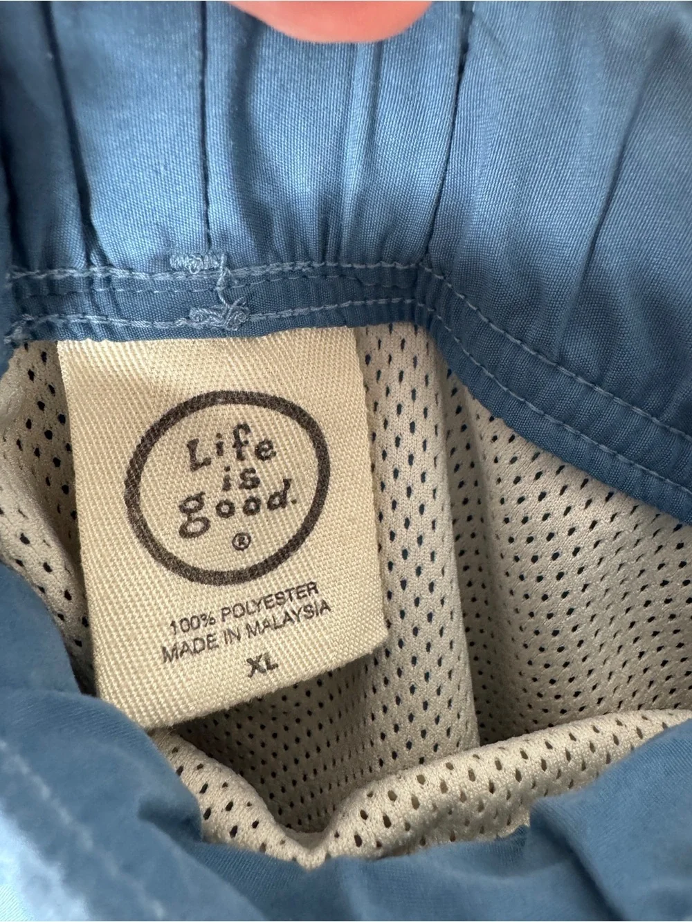 Life Is Good Men's Blue Drawstring Cargo Swim Trunks
